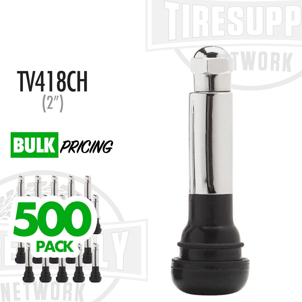 2" Rubber Chrome Sleeve Snap-In Valve Stem (TV-418CH)