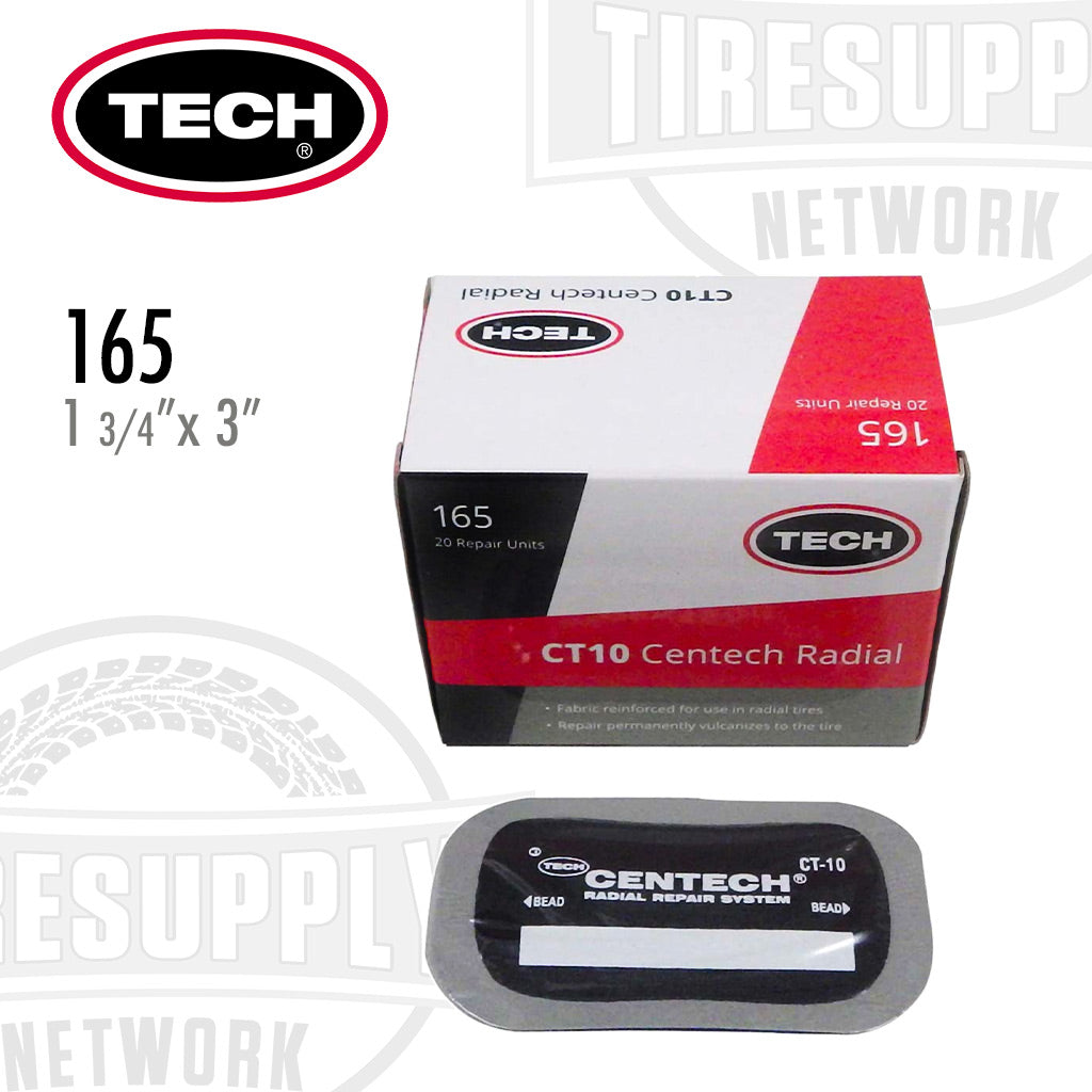 TECH | CT-10 Centech Radial 1-3/4″ x 3″ Fabric-Reinforced Radial Tire Patch Repair Unit - Box of 20 (165)