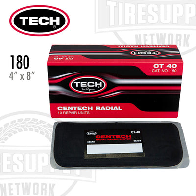 TECH 180 | CT-40 Centech Radial 4"x 8" Fabric-Reinforced Radial Tire Patch Repair Unit - Box of 10