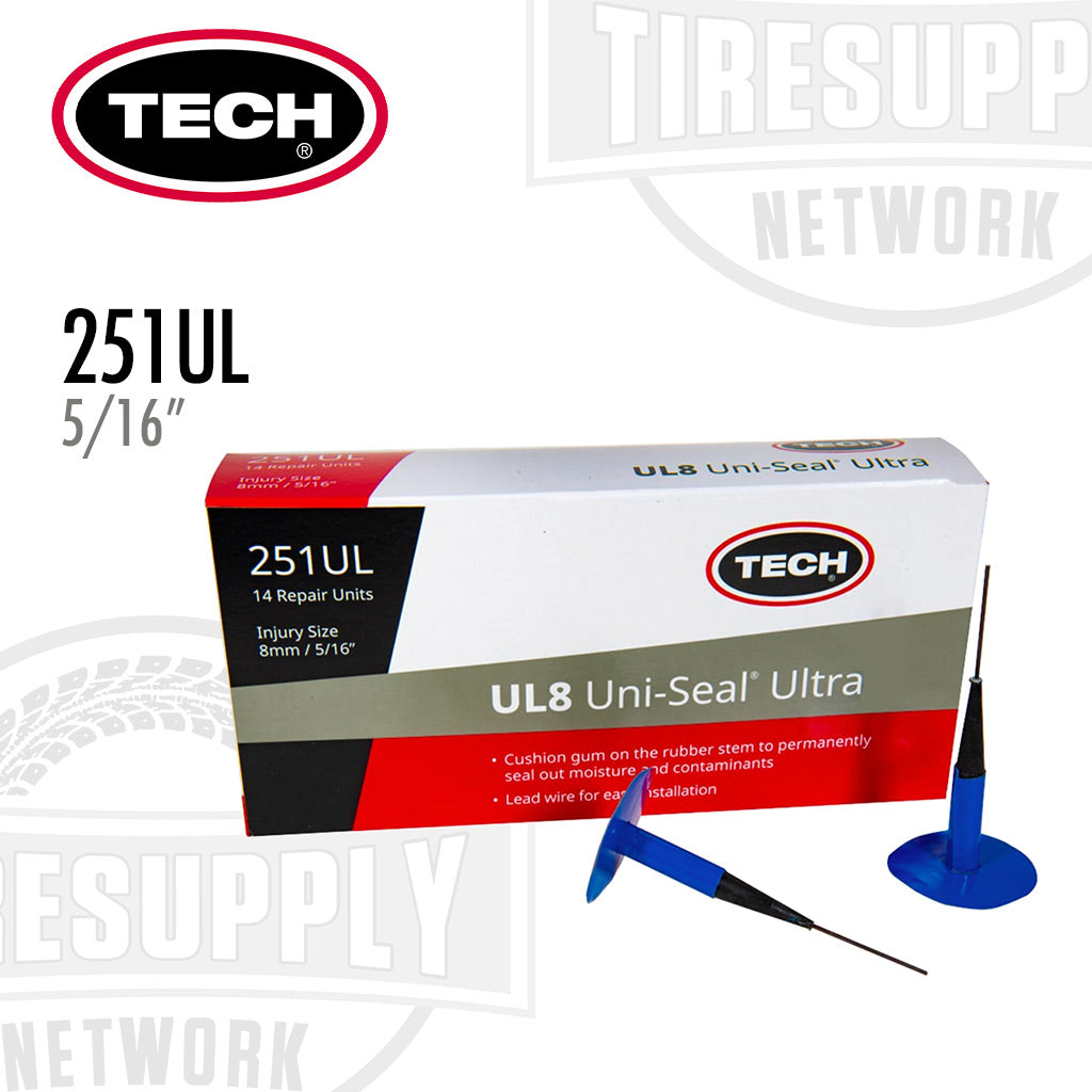 TECH | UL8 Uni-Seal Ultra Lead-Wire Patch/Plug Combo 5/16″ Injury Tire Repair Unit - Box of 14 (251UL)