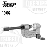 Tiger Tool pipe cutter with branding on a white background. 16002