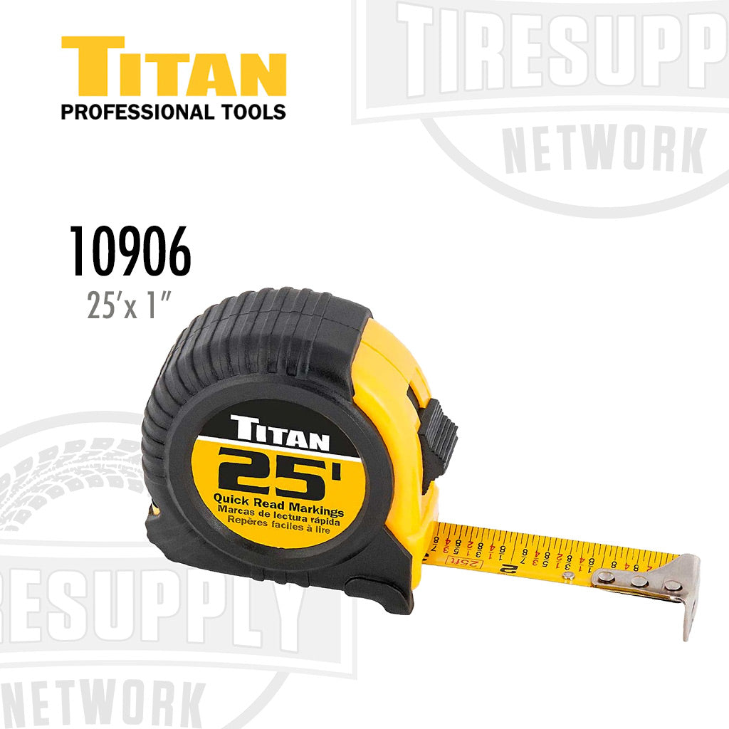 Titan Tools 10906 | Tape Measure 25′ Length x 1″ Width – Tire