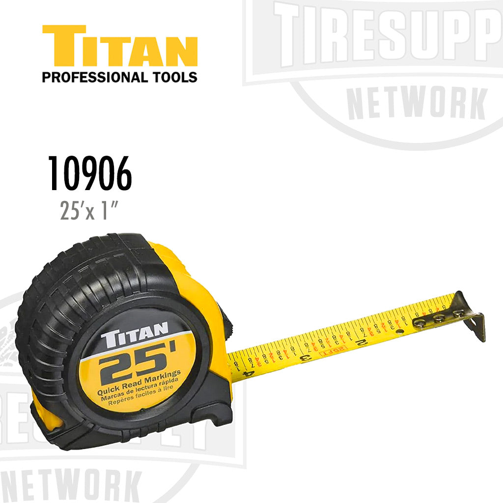 Titan Tools | Tape Measure 25′ Length x 1″ Width (10906)