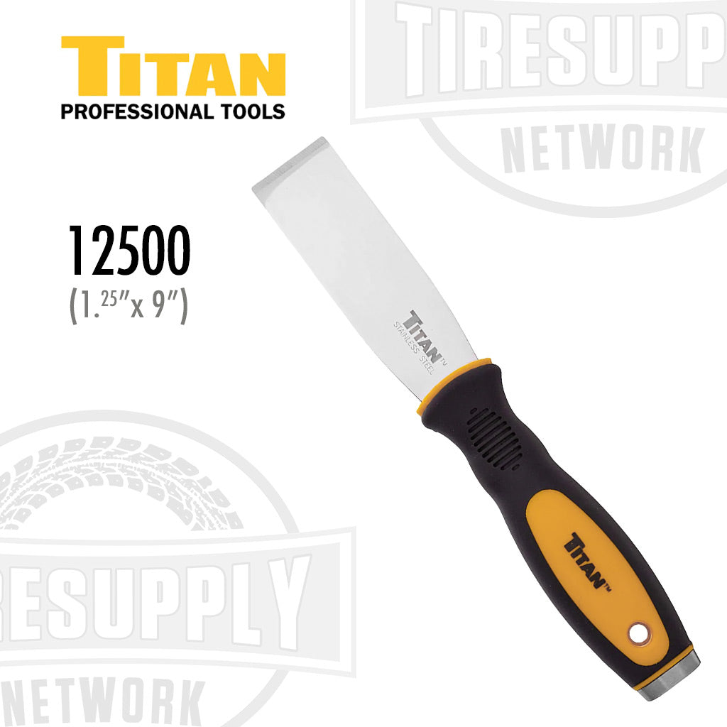 Titan Tools 12500 | Stainless Steel 1.25″ Stiff Scraper for