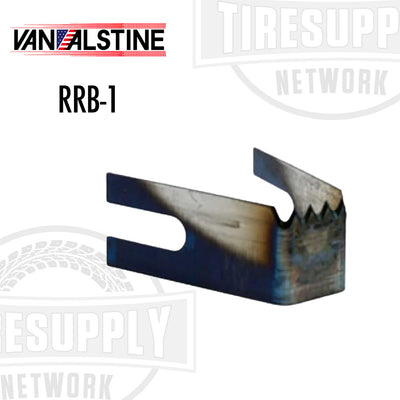A replacement blade for a tire serial number DOT remover tool, with visible serrated edges and the Van Alstine logo. RRB-1