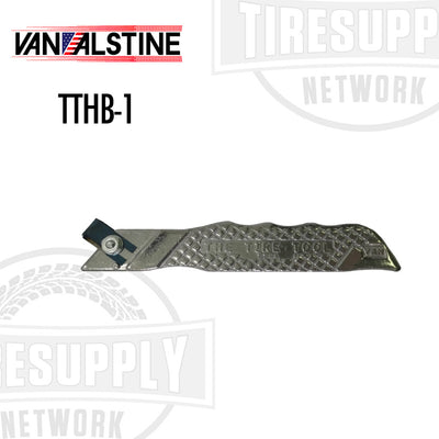 A Van Alstine Tire Serial Number DOT Remover Tool, model TTHB-1, with a metallic silver finish.