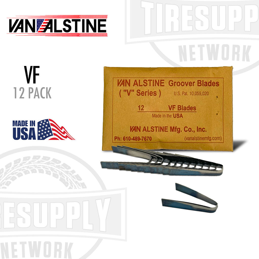 Van Alstine | V (Series) Flat Bottom Grooving Blades, 12 Per Pack - Choose Size (VF*)
