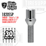 White Knight | Chrome Spline Lug Bolt with 24mm Shank - Thread Size 14mm x 1.50 - Box of 30 (1820SSP)