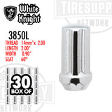 White Knight | Chrome Duplex Spline Acorn Long Lug Nut - Thread Size 14mm x 2.00 - Box of 30 (3850L)