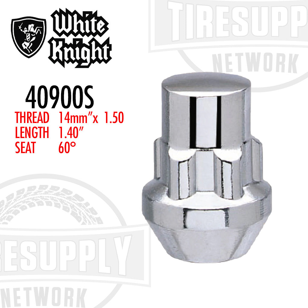 White Knight | Chrome Acorn Socket Key Wheel Lock - Thread Size 14mm x 1.50 (40900S)