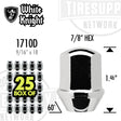 White Knight 1710D duplex bulge acorn chrome OEM box of 25. 9/16" x 18. 7/8" HEX. 60 degree.