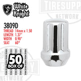 White Knight 3809D | Chrome Duplex Short Spline Acorn Lug Nut - Thread Size 14mm x 1.50 - Box of 50