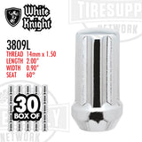 White Knight 3809L | Chrome Duplex Spline Acorn Long Lug Nut - Thread Size 14mm x 1.50 - Box of 30
