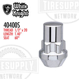 White Knight 40400S | Chrome Acorn Socket Key Wheel Lock - Thread Size 1/2″ x 20