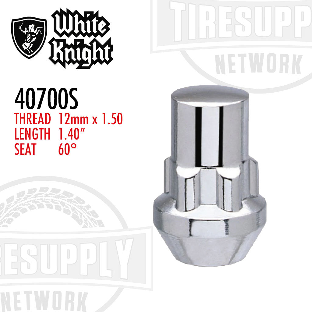 White Knight 40700S | Chrome Acorn Socket Key Wheel Lock - Thread Size 12mm x 1.50
