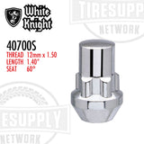 White Knight 40700S | Chrome Acorn Socket Key Wheel Lock - Thread Size 12mm x 1.50