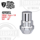 White Knight 40900SL | Chrome Acorn Long Socket Key Wheel Lock - Thread Size 14mm x 1.50