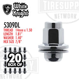 White Knight 5309DL | Chrome Duplex Mag OEM Factory Lug Nut with Washer - Thread Size 14mm x 1.50 - Box of 20