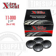 A box of Xtra Seal mini round feather-edge tube patch repair with several patches displayed in front. 11-000