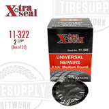 A product image showing a box of Xtra Seal universal radial tire repair patches, with the specific product being discussed visible on the box. The box is labeled with the patch size of 2 1/4 inches.