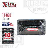 Packaging of Xtra Seal Radial 20 Patch Repair, showing individual patches inside a box, with product details and the statement 'MADE IN USA'.
