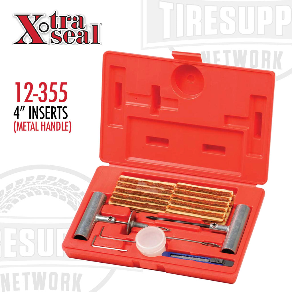 Xtra Seal | Passenger Tire Puncture Repair String Kit with 4″ Inserts &amp; Metal T-Handle Tools (12-355)