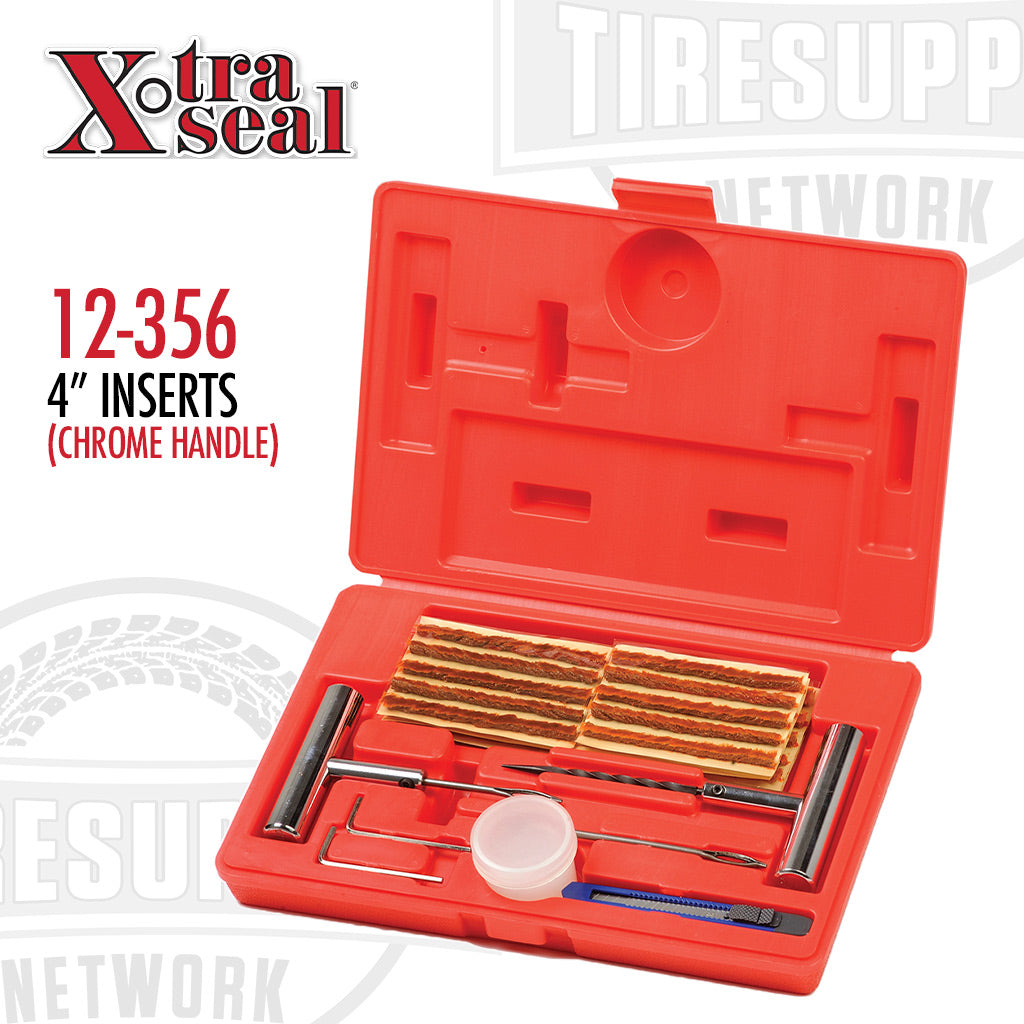 Xtra Seal | Passenger Tire Puncture Repair String Kit with 4″ Inserts &amp; Chrome T-Handle Tools (12-356)