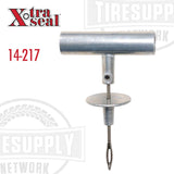 A silver-colored Die-Cast T-Handle Split-Eye Needle Insertion Tool with a stopper for tire repair. 14-217