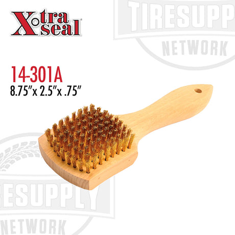 Wooden brush with metal bristles on a white background with Xtra Seal branding. 14-301A