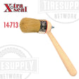 A tire paste applicator brush with a wooden handle and synthetic bristles, labeled with the Xtra Seal brand and product number 14-713.