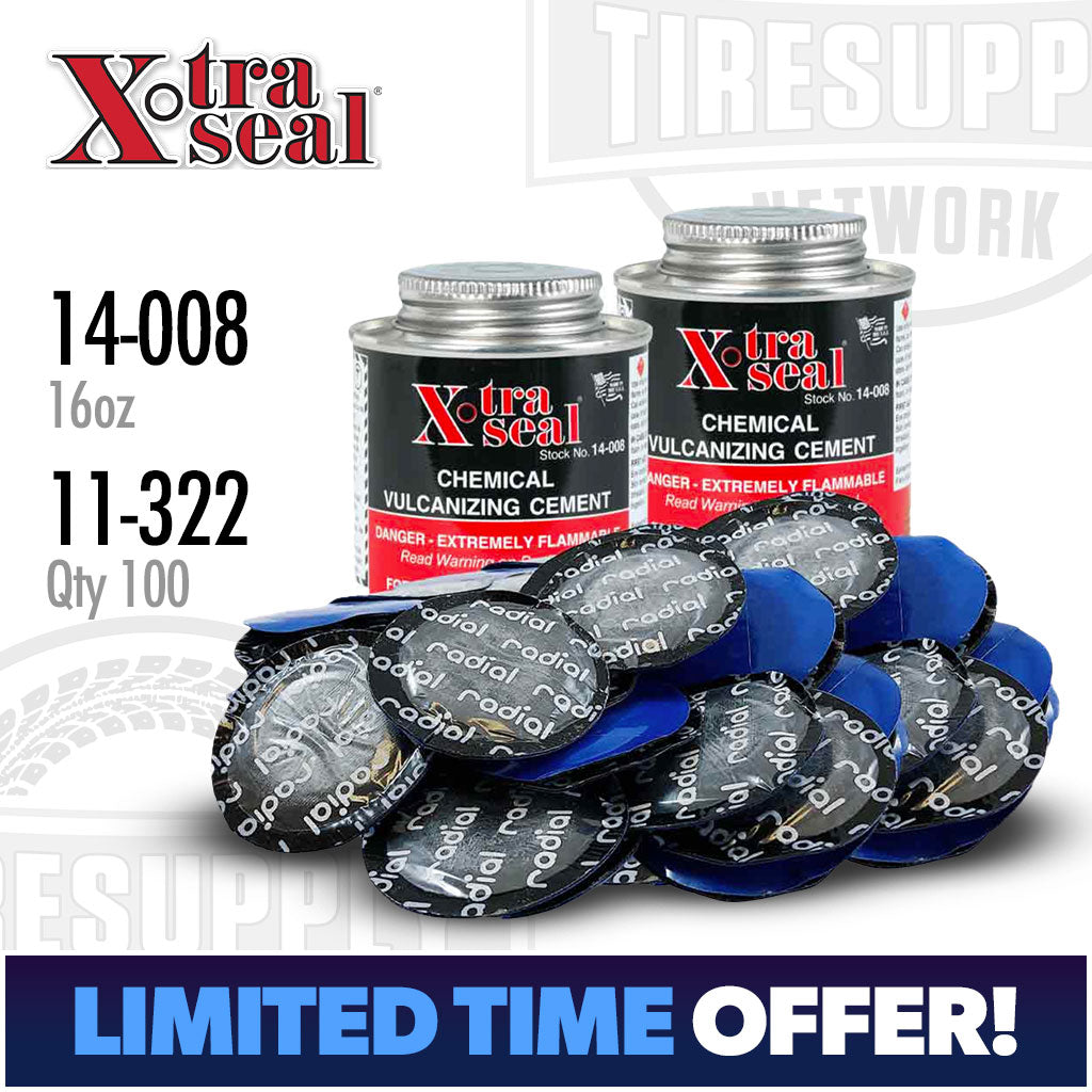 Xtra Seal | 2-Cans of Cement (14-008) and 100 Medium Round Universal Radial Patches (11-322)