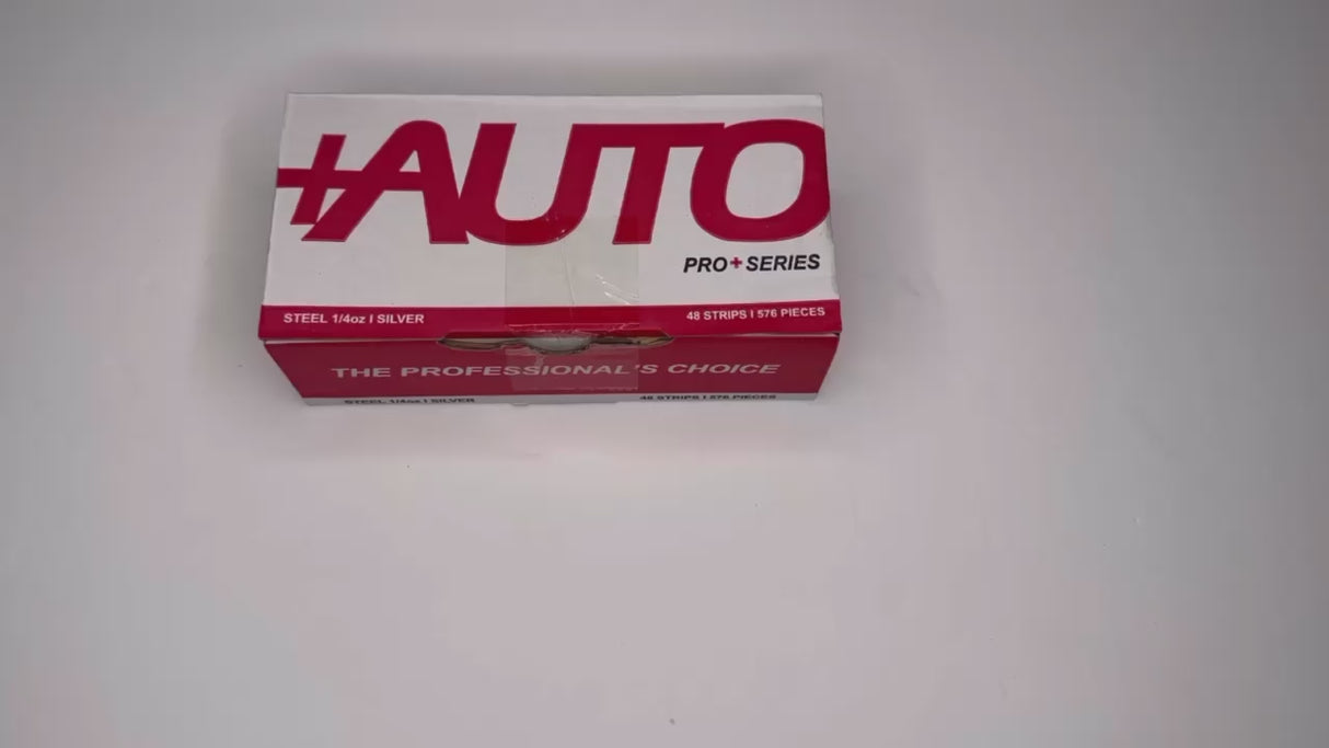 +AUTO | Steel 1/4 oz Stick-On Adhesive Tape Wheel Weight - 48 strips | 576 pcs | Silver (PP25S48S576)