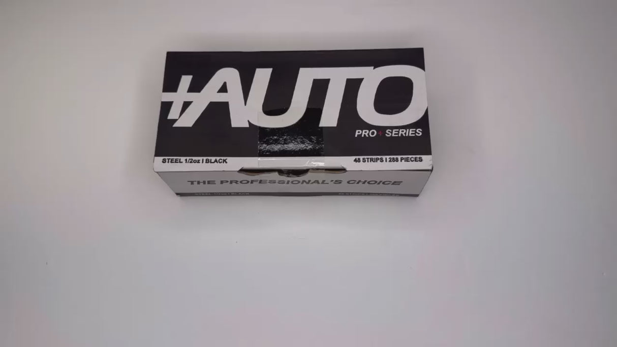 +AUTO | Steel 1/2 oz Stick-On Adhesive Tape Wheel Weight - 48 strips | 288 pcs | Black (PP50S48B288)