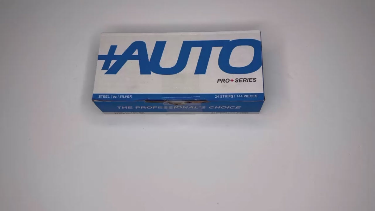 +AUTO | Steel 1 oz Stick-On Adhesive Tape Wheel Weight - 24 strips | 144 pcs | Silver (PP100S24S144)