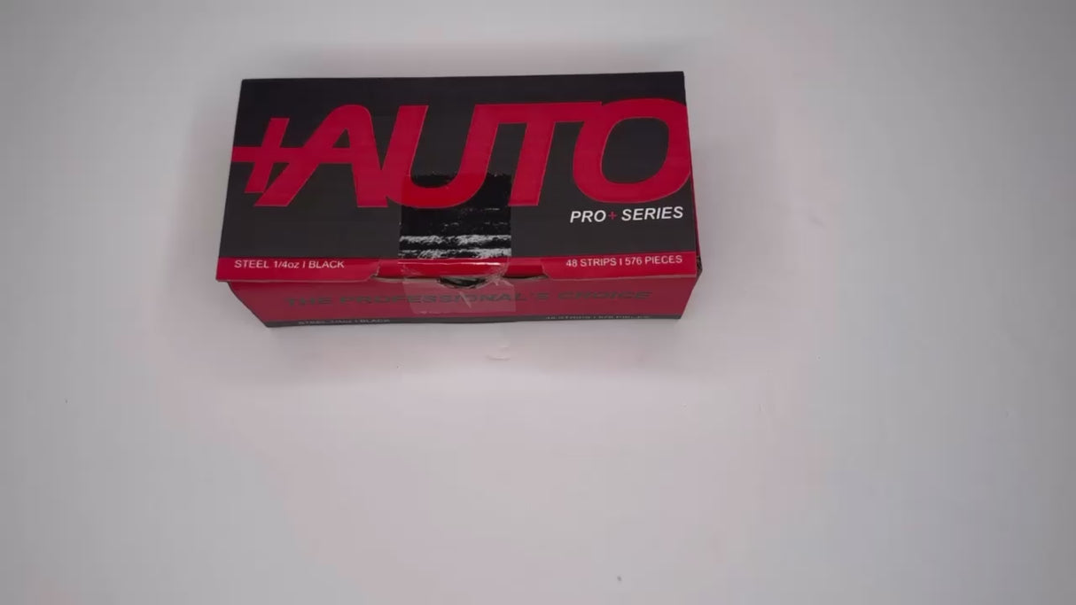 +AUTO | Steel 1/4 oz Stick-On Adhesive Tape Wheel Weight - 48 strips | 576 pcs | Black (PP25S48B576)