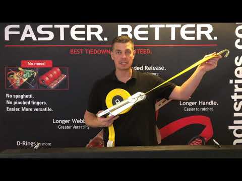 Bruno Wessel | Quickloader Retractable Ratchet Tie-Down Cargo Strap 25' x 2" with Double J Hooks, 10,000 lbs (QL1000FH)