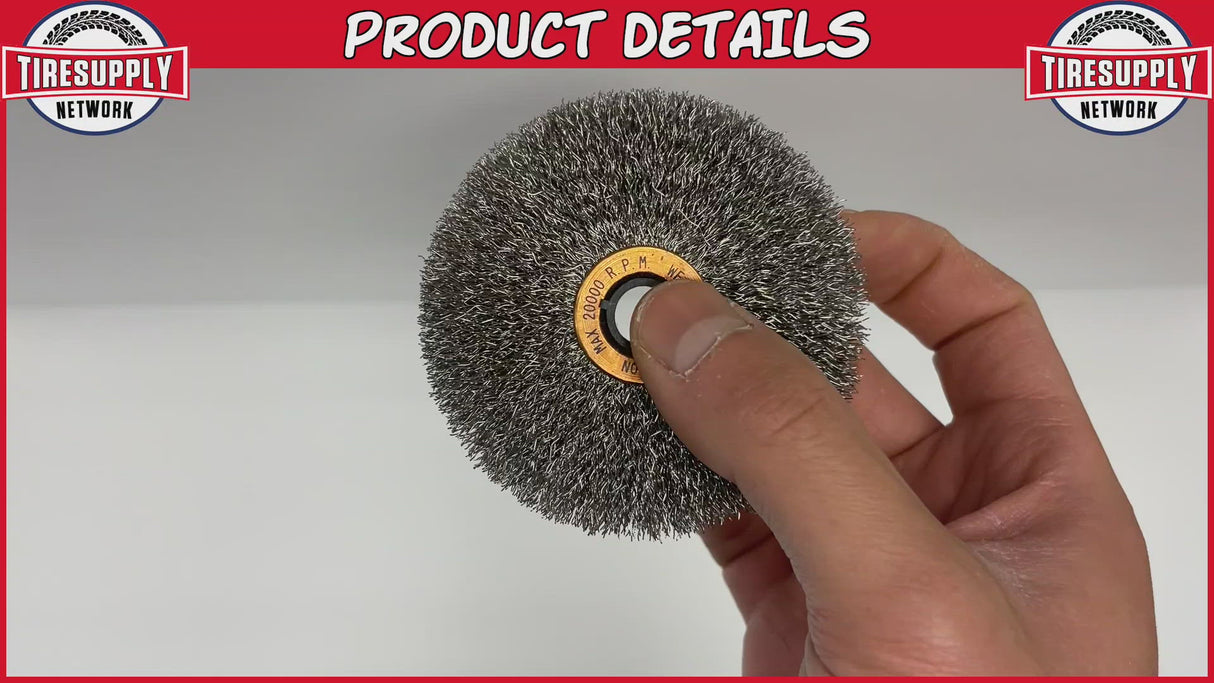 Steel Crimped 3″ Fine Wire Wheel, .008″ Wire Gauge, 1/2″-3/8″ Arbor Hole (WE15543)