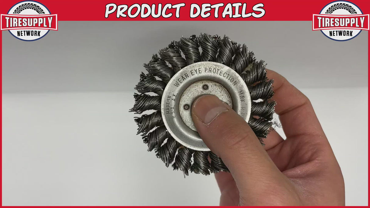 Steel Twist Knot 3″ Wire Wheel, .020″ Wire Gauge, 1/2″-3/8″ Arbor Hole (13533)