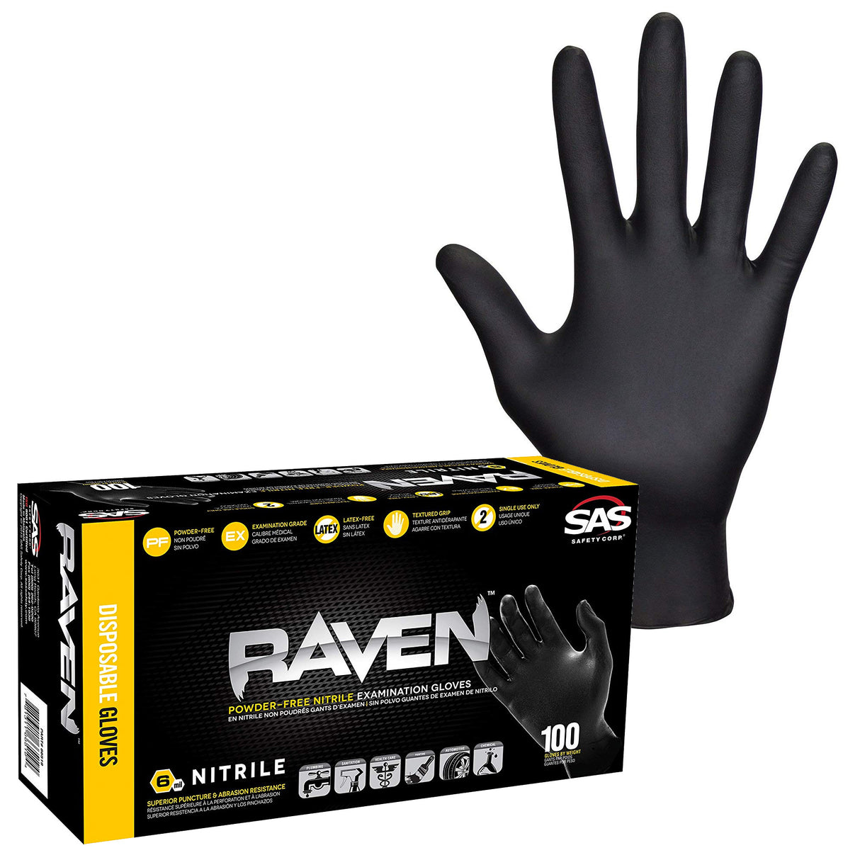 Raven Black Powder Free Nitrile Gloves (SAS-66517) (SAS-66518)