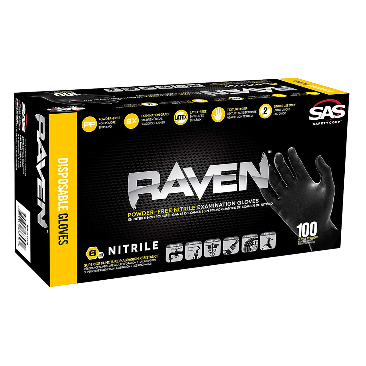 Raven Black Powder Free Nitrile Gloves (SAS-66517) (SAS-66518)