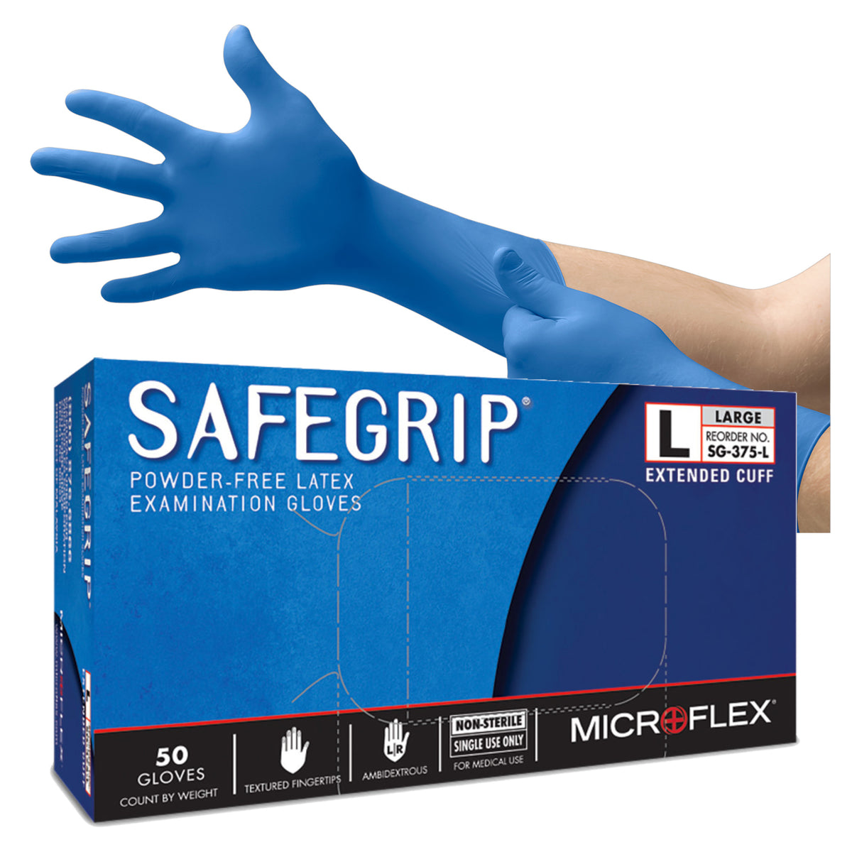 SafeGrip Latex Gloves (L) (SG-375-L)