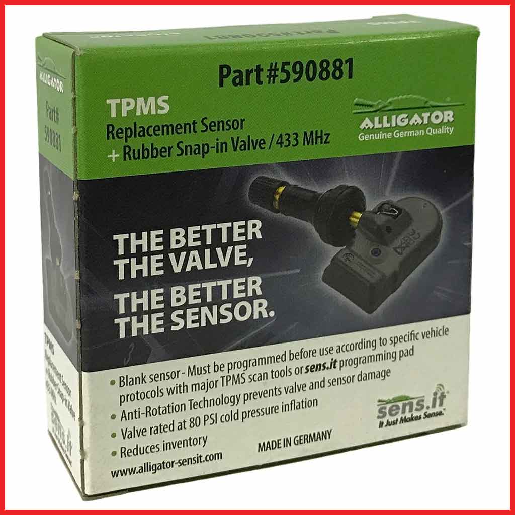 Alligator 590881 Sens.it RS4 433MHz TPMS Sensor with Rubber Snap-In Valve Stem