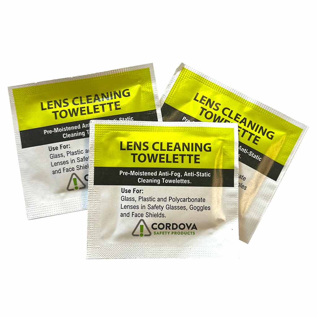 Cordova Safety Products | Lens Cleaning Wipes - Box of 100 Individually Wrapped Towelettes (LW100)