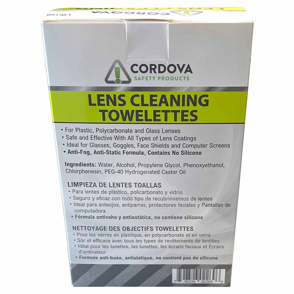 MCR Safety LCT 100 Individually Wrapped Wipes per Box, Lens Cleaning  Towelettes, White, One Size, Case of 10 Boxes