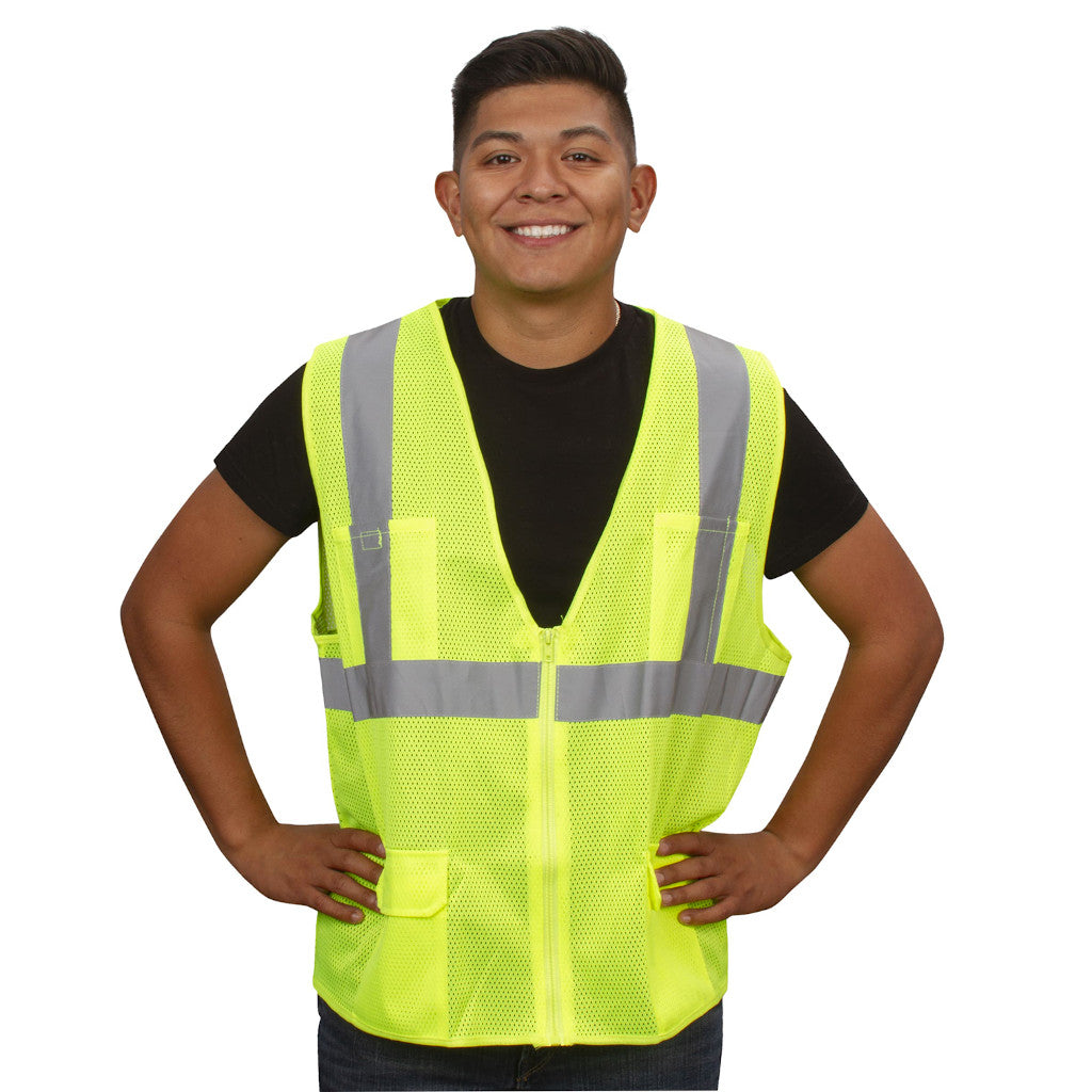 Cordova Safety Products VS271P COR-BRITE Type-R Class-2 Lime-Yellow Surveyors Safety Vest - Choose Size
