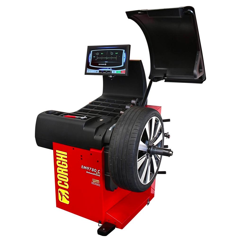 Corghi EM9780C PLUS Automatic Wheel Balancer with Touchscreen Monitor &amp; Contactless Measuring System