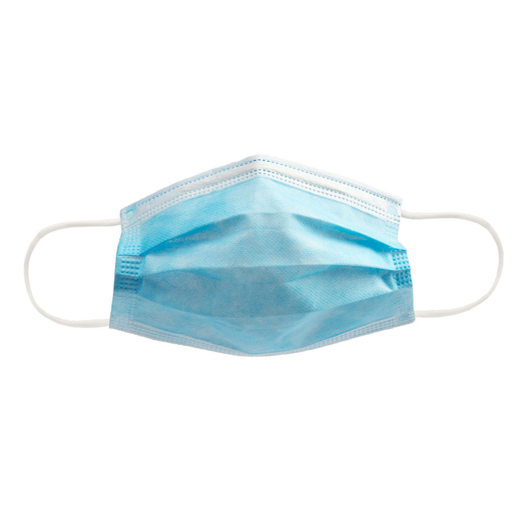 Disposable 3-Ply Blue Face Masks with Ear-Loops - Box of 50