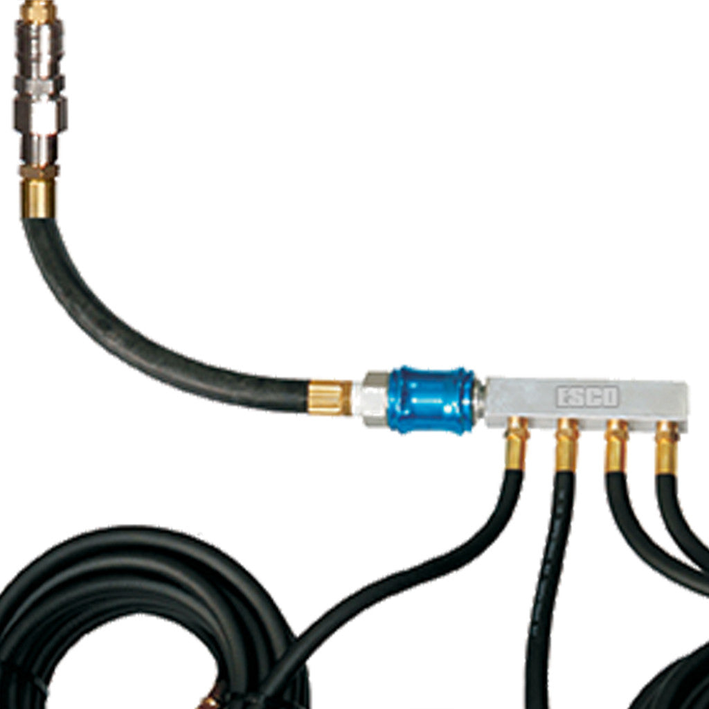 ESCO | 4-Way Manifold and 4 Hoses - 25′ Length with Clip-On Air Chucks (10967)