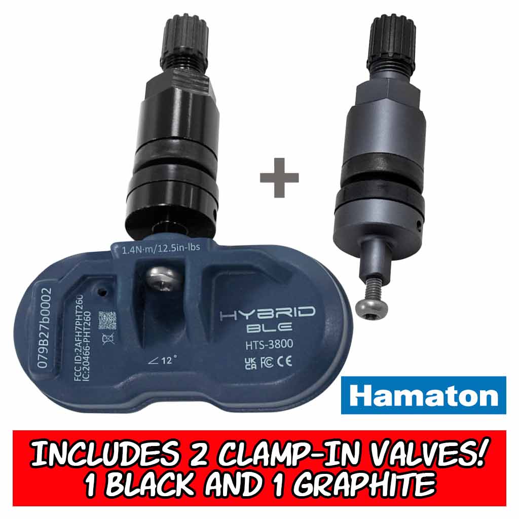 Hamaton HTS-B10BP-US U-Pro Hybrid BLE Tesla Bluetooth TPMS Sensor w/ Graphite &amp; Black Clamp-In Valve