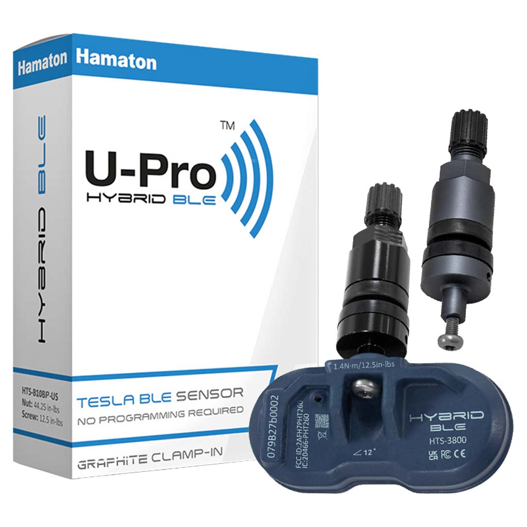 Hamaton HTS-B10BP-US U-Pro Hybrid BLE Tesla Bluetooth TPMS Sensor w/ Graphite &amp; Black Clamp-In Valve